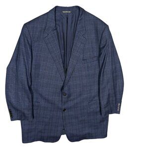 Navy Plaid Sport Coat Blazer - Unbranded